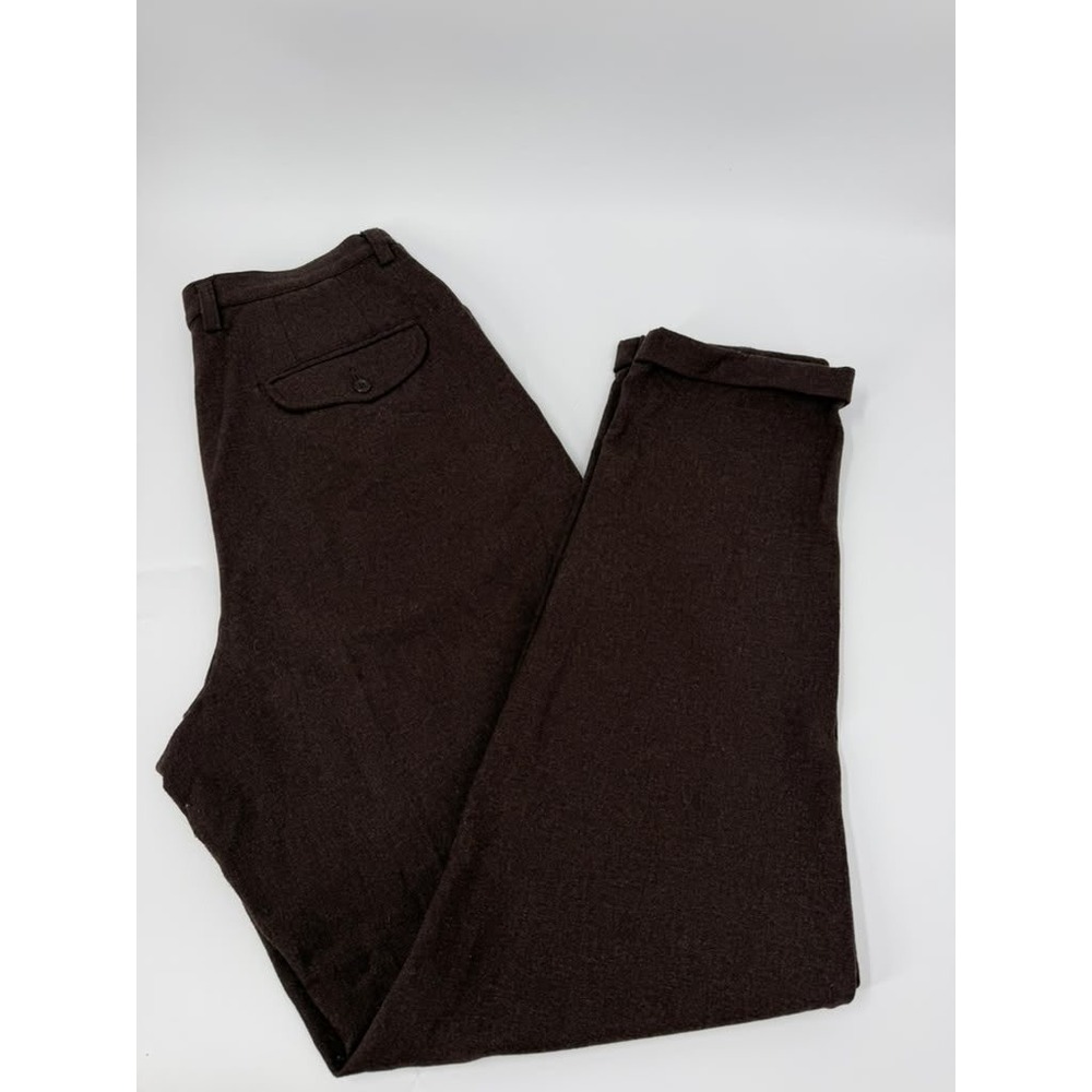 Eddie Bauer Trousers Pleated 90s Vintage Womens 12 Tall Brown Wool Blend Pants